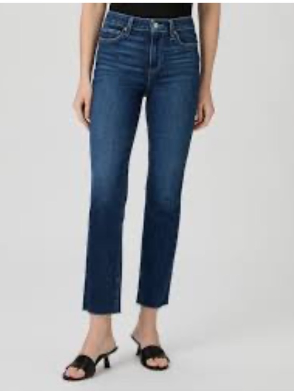 PAIGE High-Rise Cropped Straight Jeans in Dark Blue